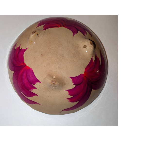 Vintage Mexican Pottery Hand Painted Folk Art Bowl 3 Footed Scalloped Edge - Picture 8 of 9